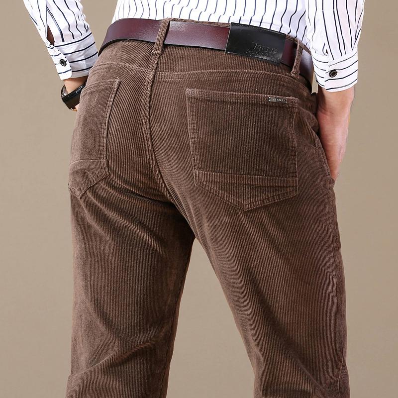 Pantaloni a coste autunnali da uomo in cotone spessi slim dritti elastici pantaloni casual da lavoro moda kaki abbigliamento maschile