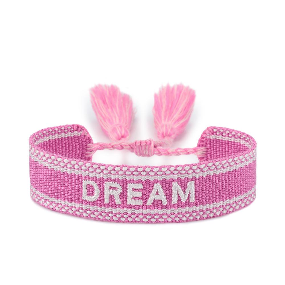 Europäisches & Amerikanisches Besticktes Freundschaftsarmband: Handgefertigter gewebter Quaste mit Logo-Schriftzug.