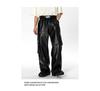 Men's Autumn West Coast Hip-Hop Punk Multi-Pocket Leather Pants