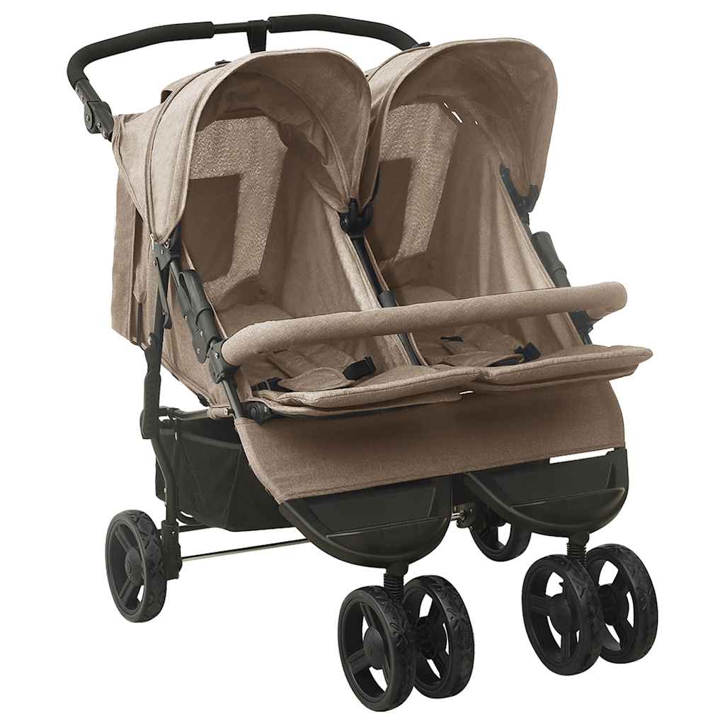 Twin Stroller Taupe Steel