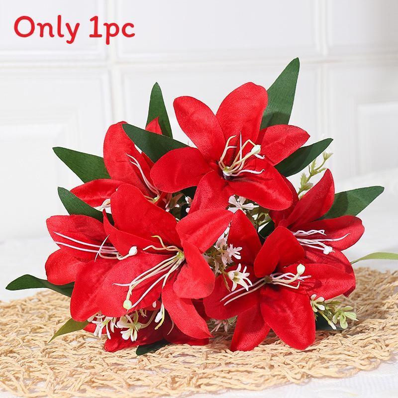 Lily Silk Flower Stems For Home Office Decor Gift For Valentines Day Party Christmas