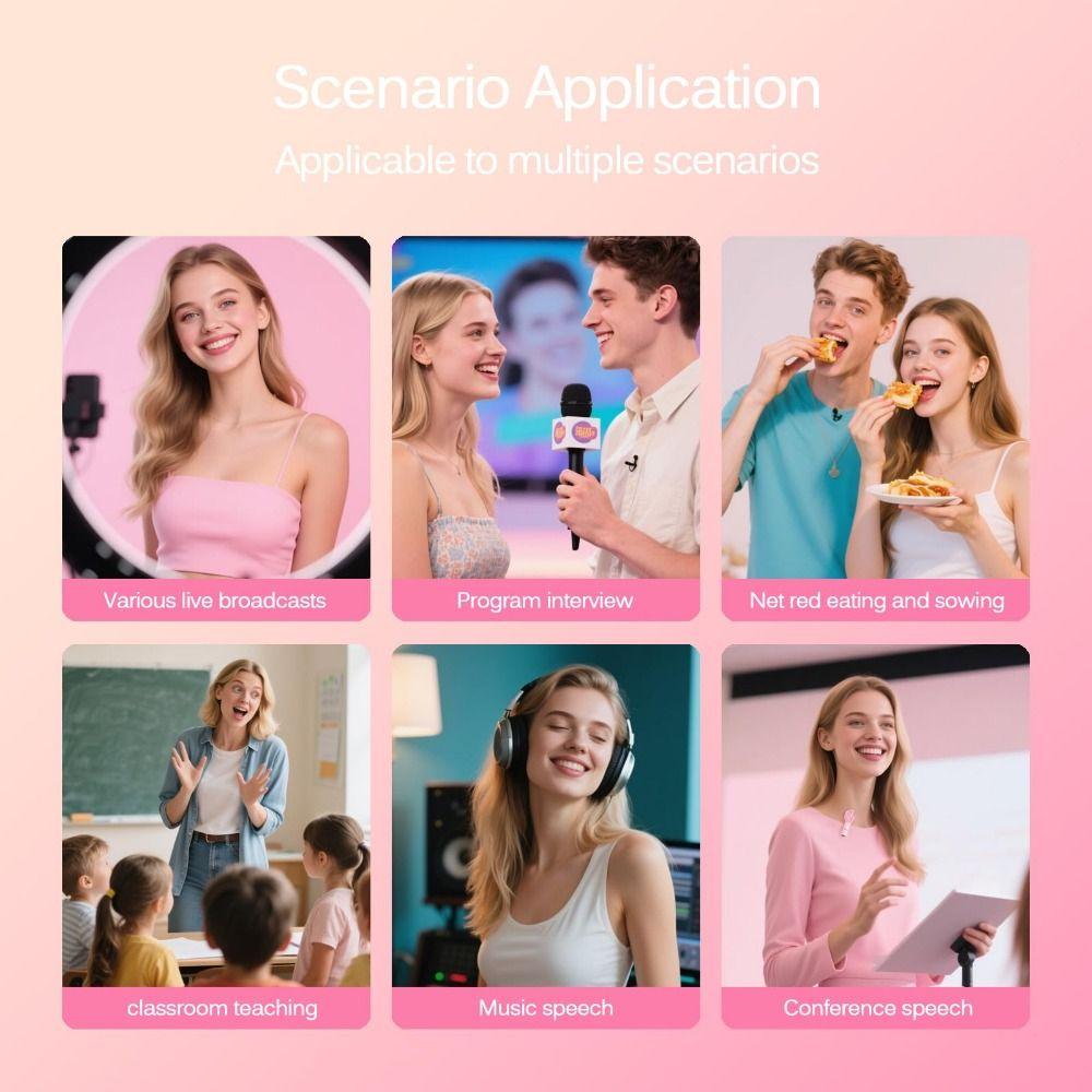 1/2Pcs Pink Lapel Microphone Wireless Mobile Phone Microphone Mini Microphone Livestream
