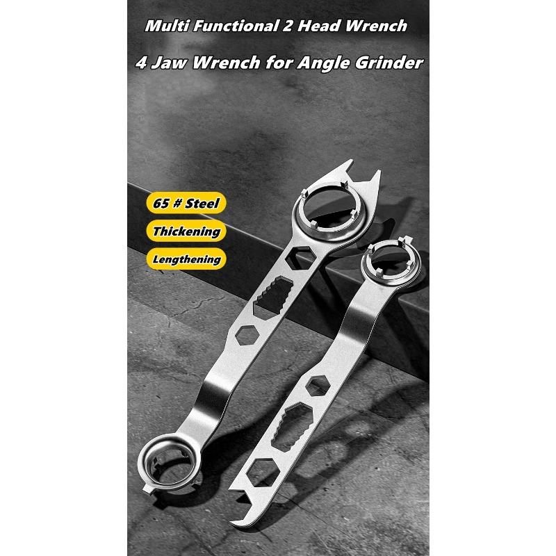 Multifunction Grinder Wrench Tool 4 Claw Double Ended Grinder Removal Wrench Angle Grinder Wrench Spanner with 4 Prong Lock