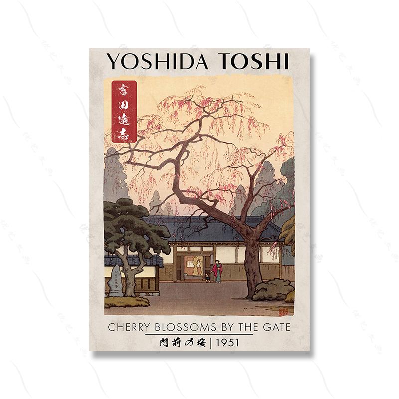 Japanischer Holzschnitt-Stempel, 3er-Set, Posterdrucke, Ausstellung, Gartenwand, Leinwandmalerei, Retro-Landschaft, Heimdekoration, kein Rahmen