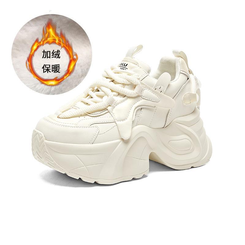 Autumn and winter women's shoes with thick soles, heightening and velvet to keep warm, sports shoes for children, versatile and casual