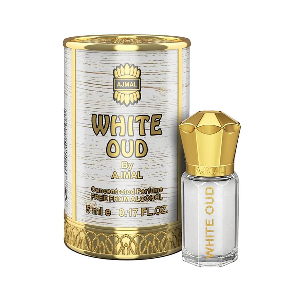 Ajmal WHITE OUD Attar | Oudh Floral & Woody Fragrance | Unisex Non-Alcoholic | Long Lasting Attar Men & Women - 5 ML