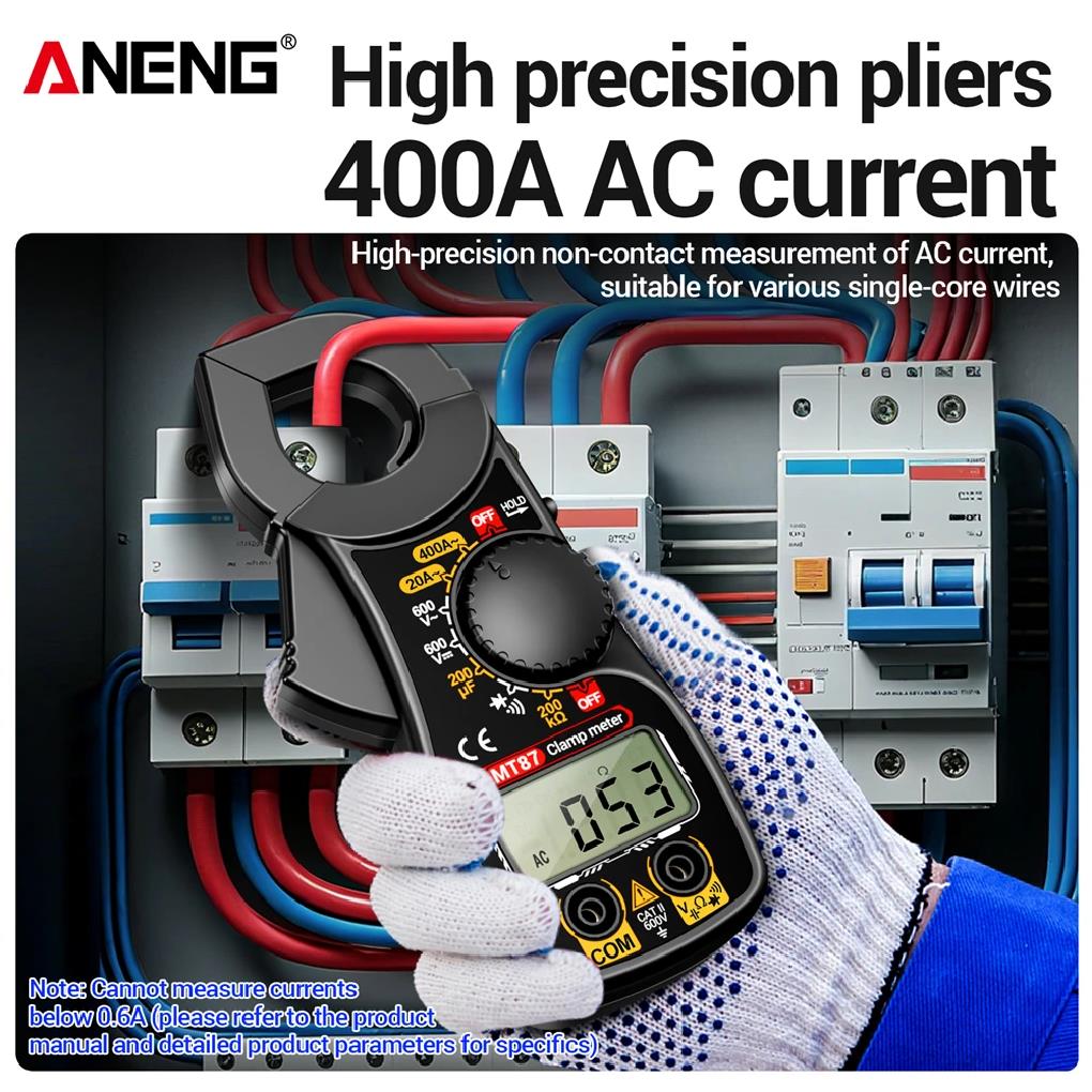 ANENG MT87 1999 Counts Clamp Multimeter AC/DC 600V Voltage 400A Current Resistance Tester with Data Hold Digital Clamp Meter 6