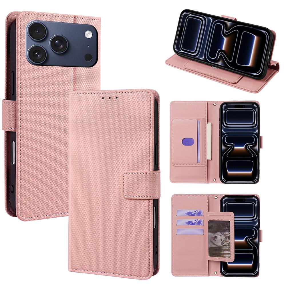 For iPhone 17 Pro Case Triangle Imprinted Skin Touch PU Leather Phone Wallet Cover