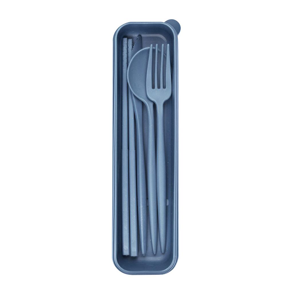 4Pcs Wheat Straw Dinnerware Set Portable Tableware Knife Fork Spoon Eco-Friendly Travel Cutlery Set Utensil Box Chopsticks Set