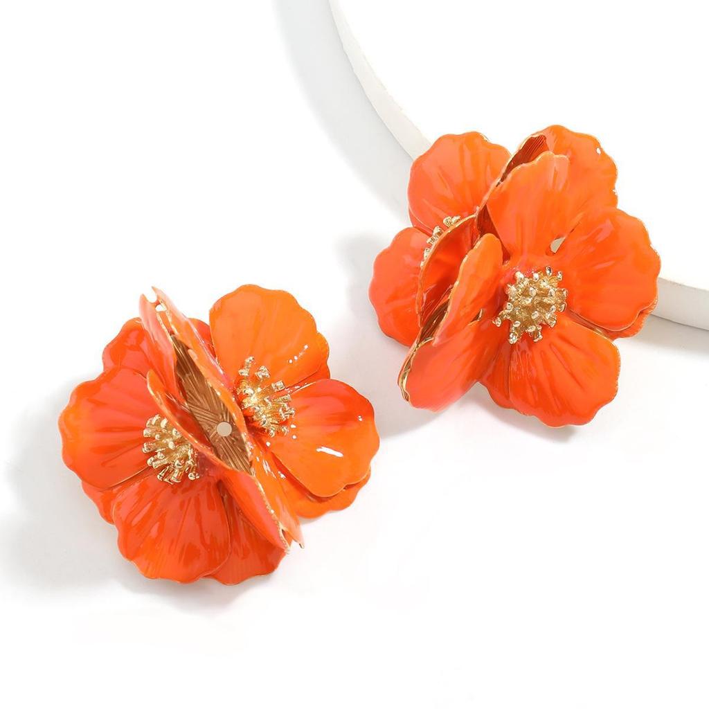 Exaggerated Creative Alloy Floral Statement Earrings