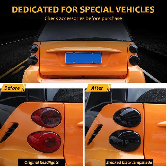 Auto-Rücklicht-Rauchglas-Abdeckung Kompatibel mit Mercedes Benz Smart 451 Fortwo 2009 2010-2014 2015 Rücklicht-Lampenabdeckung Schutzabdeckung Zierrahmen