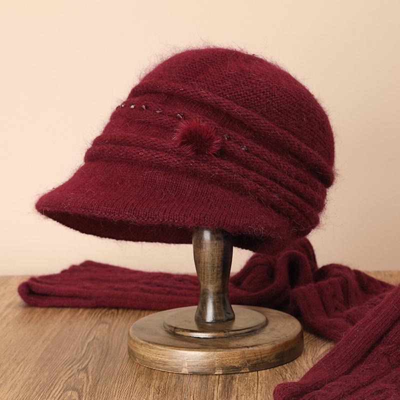 Herbst und Winter alte Mann Hut weiblich Winter alte Mann Oma Mutter Hut Kaninchenfell Plüsch warm gestrickt Wollhut