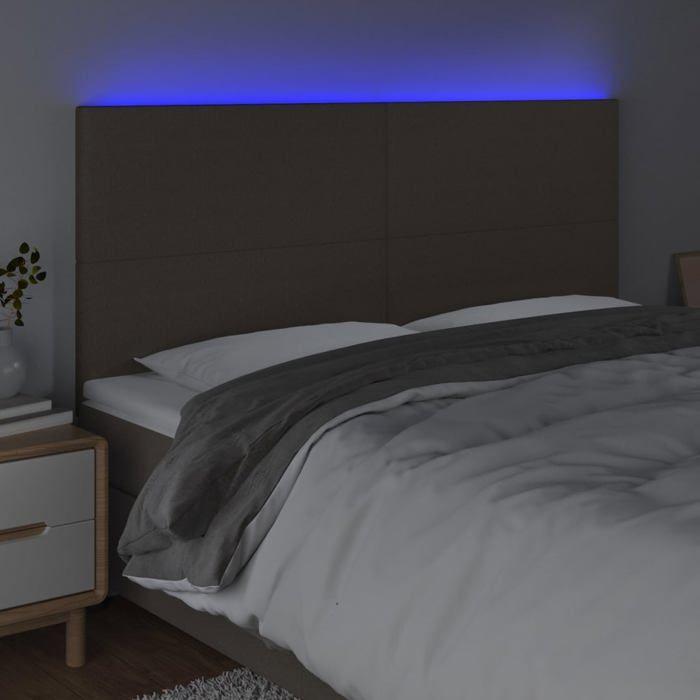 VidaXL Tête de Lit à LED Meuble de Chambre à Coucher Accessoire de Lit Double Tête de Cadre de Lit Intérieur Taupe 3122170