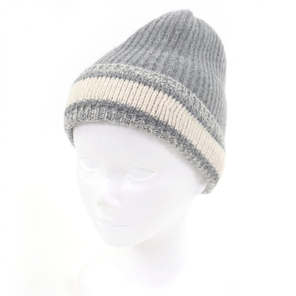 Excellent DIOR Knit Cap 05DWI714I007 Logo Cable Knit Gray Wool Mens Used