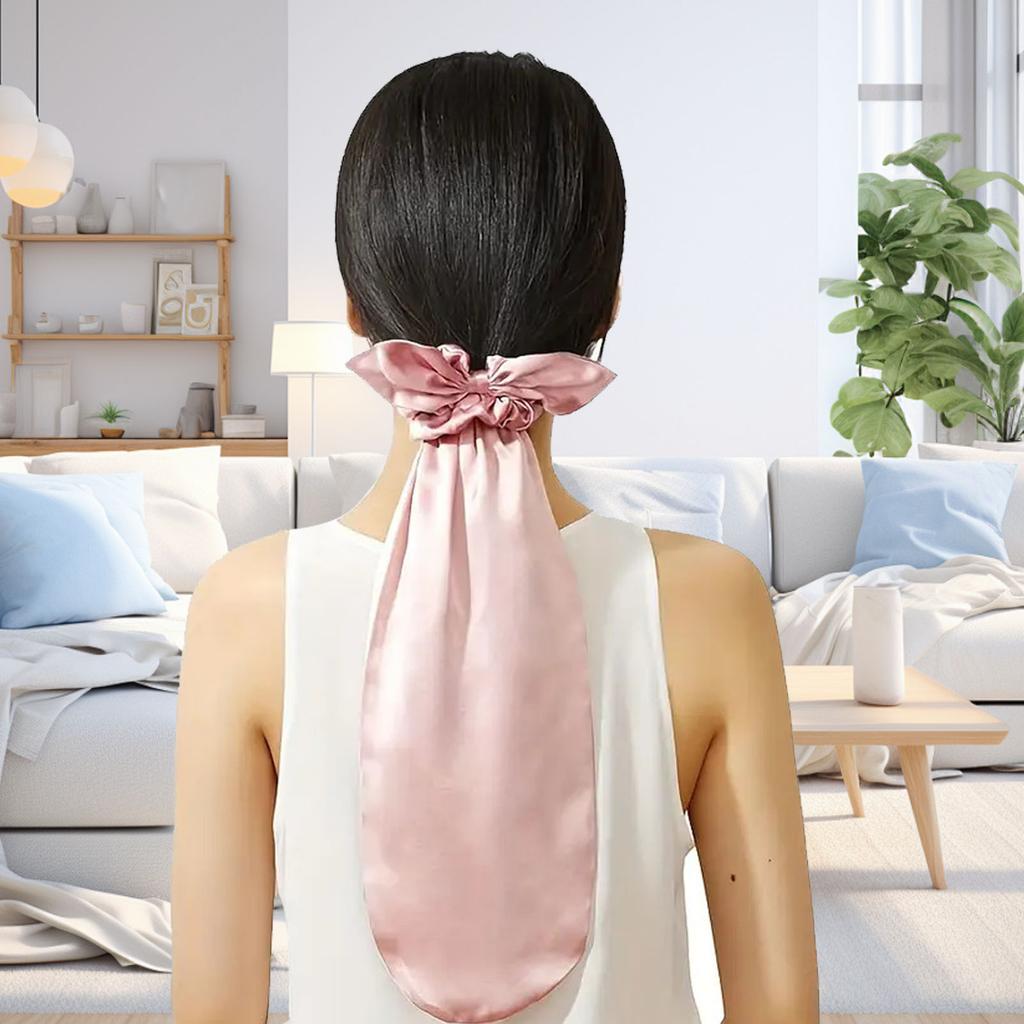 Bonnet for Sleeping Daily Usage 2 In 1 Hair Ties and Curly Hair Bonnet with Elastic Scrunchie Pink