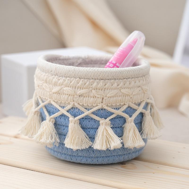 Nordic Minimalist Tassel Cotton Rope Storage Basket, Indoor Creative Small Pen Holder