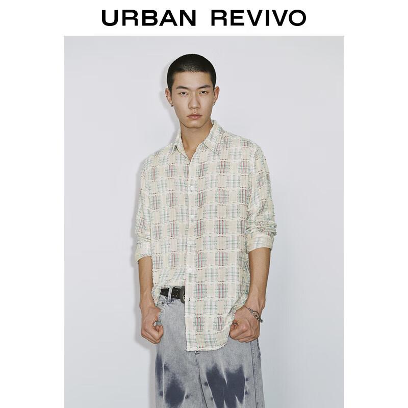 UR Men s Spring 2025 Textured Patchwork Open-front Shirt S
