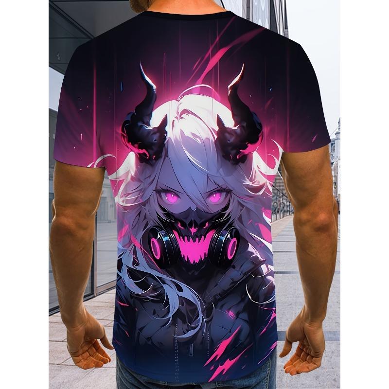 

Men s plus size 3D anime pattern printed round neck short sleeved shirt 6XL