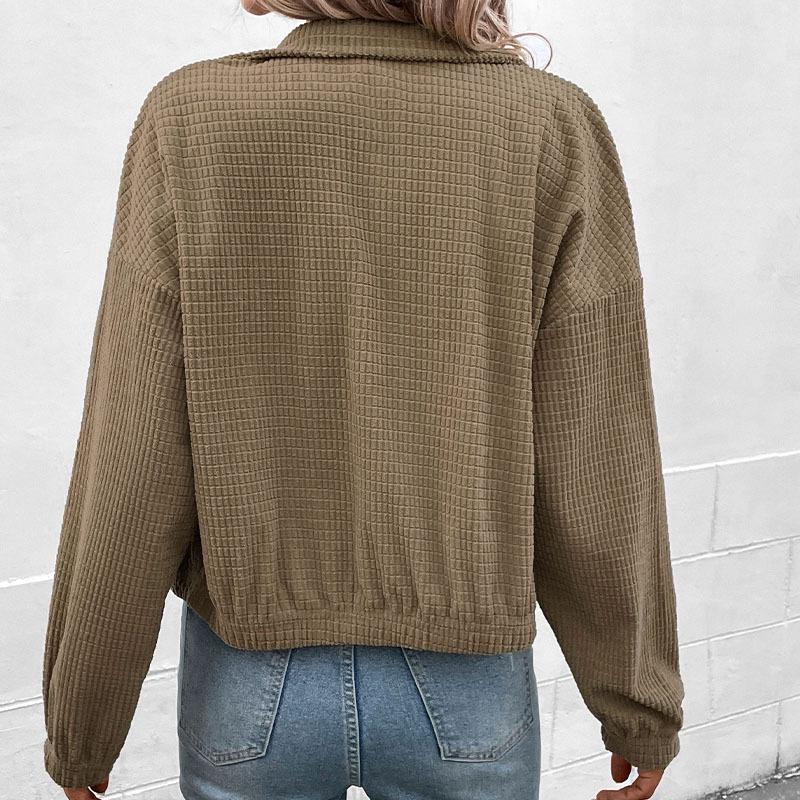 Yiyi Women's Stand-Up Collar Corduroy Jacket - 2025 Autumn/Winter European & American Style