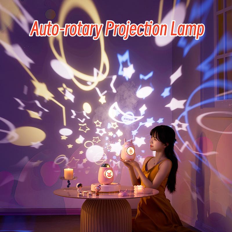 Draagbare Luchtbevochtiger Met Auto-Roterende Projectielamp 2000 Mah Usb Oplaadbare Geurverspreider Thuiskantoor Stille Mist Maker
