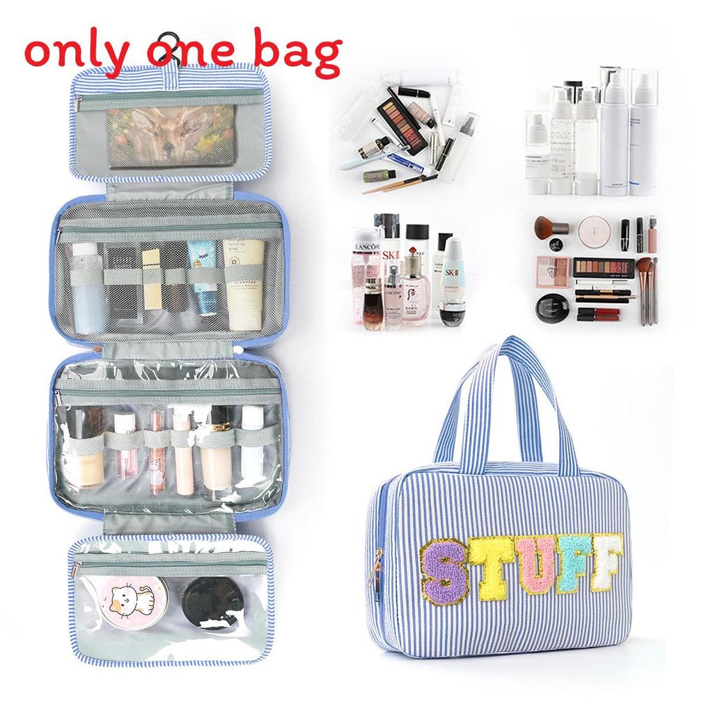 Polyester Travel Toiletry Bag With Dry Wet Separation And Hanging Design For Home And Travel Use