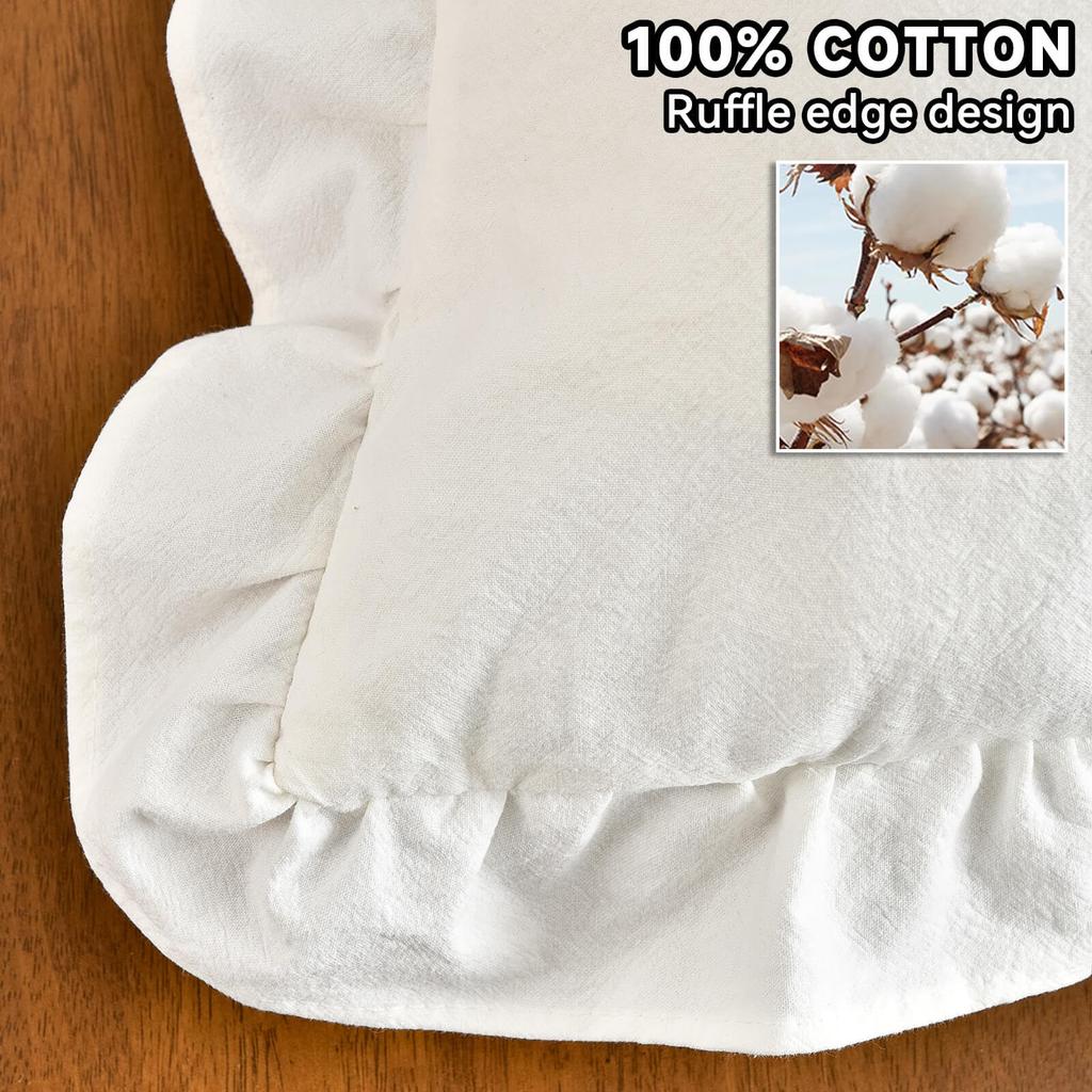 Confezione da 2 Federe per Cuscini Decorativi 100% Cotone Pre Lavate con Volant per Divano Letto Camera da Letto 18x18 Pollici