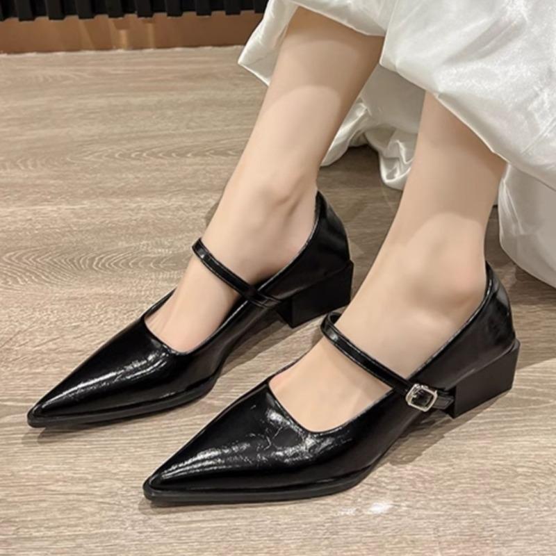 Fashion Mid Heels Women Pointed Toe Shoes 2025 New Autumn Shallow Chunky Shoes Fashion Buckle Pumps Elegant Party Dress Chaussures Femme