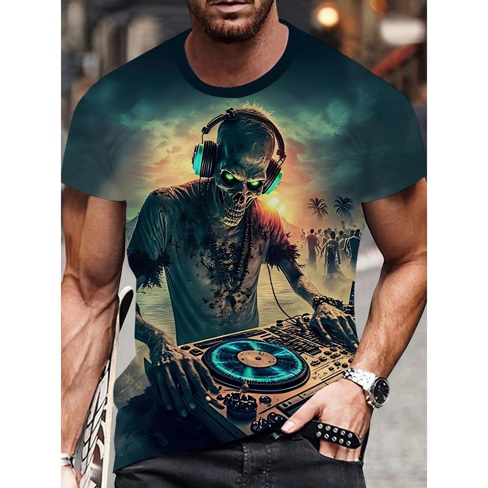 Men'S Summer T-Shirt Featuring 3D Digital Prints with a Trendy Street Graffiti Skull Design Casual And Comfortable Fit