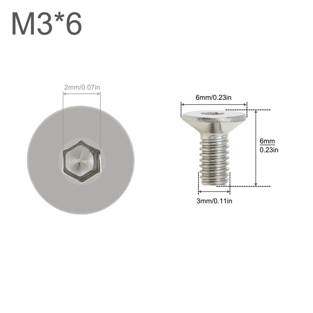 10PCS M2 M3 M4 M5 Silver 304 Stainless Steel Flat Head Hex Hexagon Socket Cap Bolt Countersunk Screw for Parts Replacement / DIY