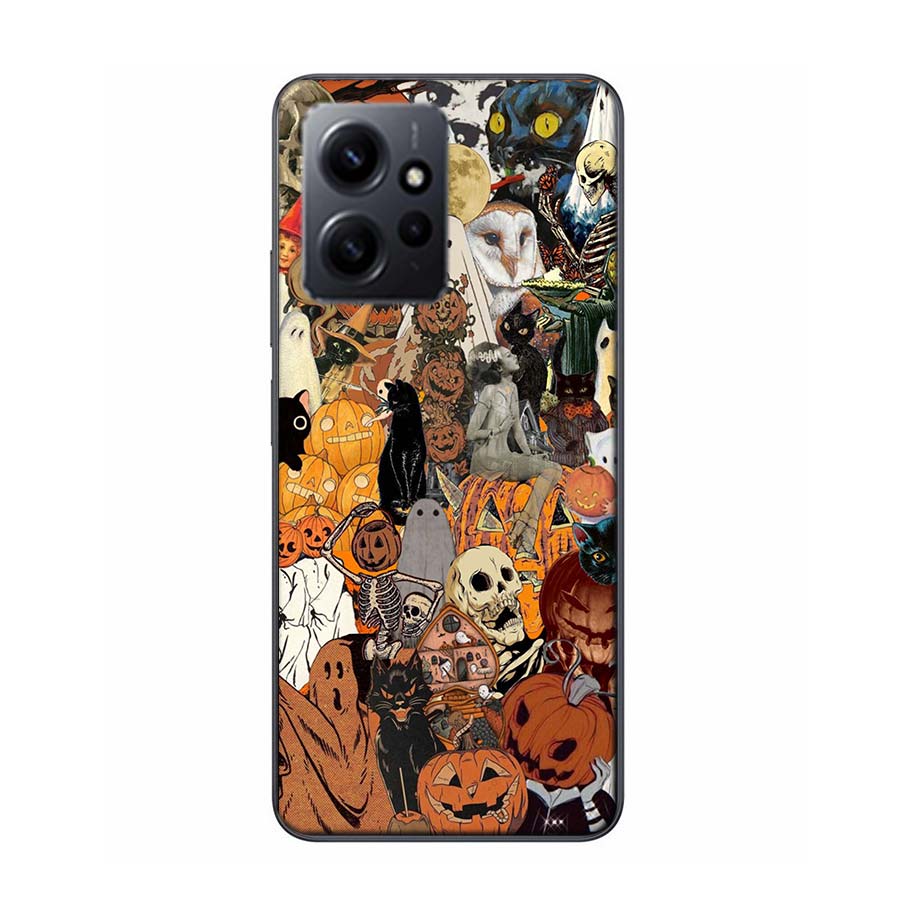 Halloween Fall Art Witch Cat Phone Case For Redmi Note 14 15 Pro 5G 13 12 Pro Plus 11 11T 11E 11S 10 Pro 10S 9 9S Cover Cell Cle