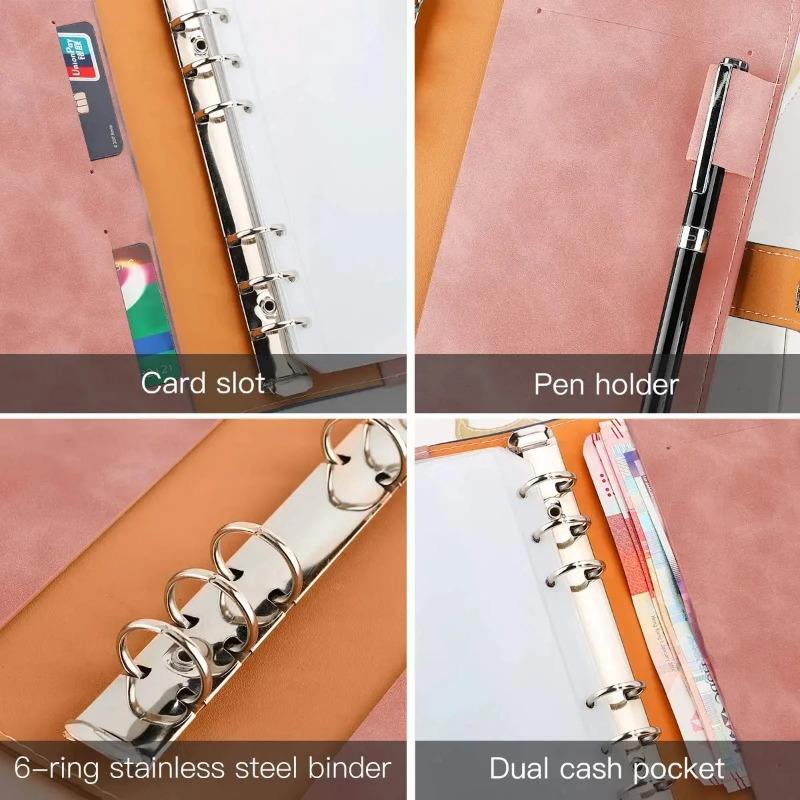 Binder A6 Planner Notebook Budget Cover Pu Looseleaf Handbook 6 Holes Binder Diary Agenda Paper Cover Stationery