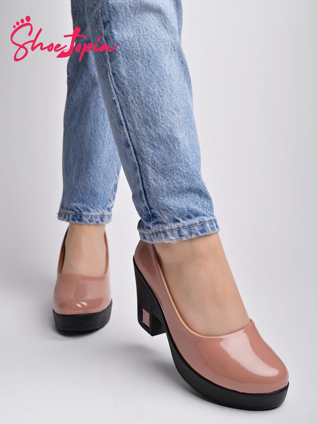Shoetopia Solid Peach Pumps For Women & Girls-Eu41 8 UK