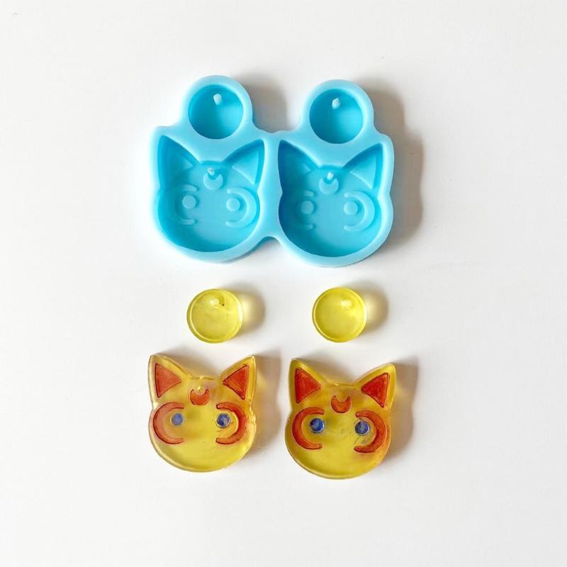 Shiny Cats Fish Rabbit Earrings Mould Silicone Epoxy Resin Molds DIY Earrings Jewelry Making Keychain Jewelry Tools