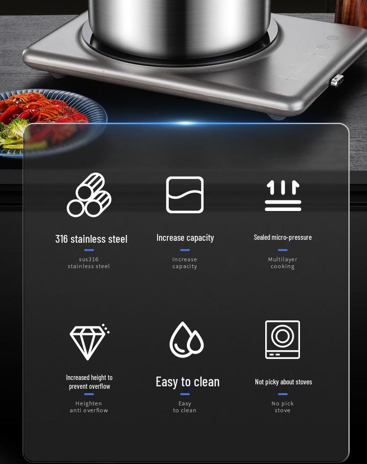 Extra Tall 316 Stainless Steel Stock Pot - Food-Grade, Deepened & Thickened, Large Capacity, Perfect for Stewing & Soups
