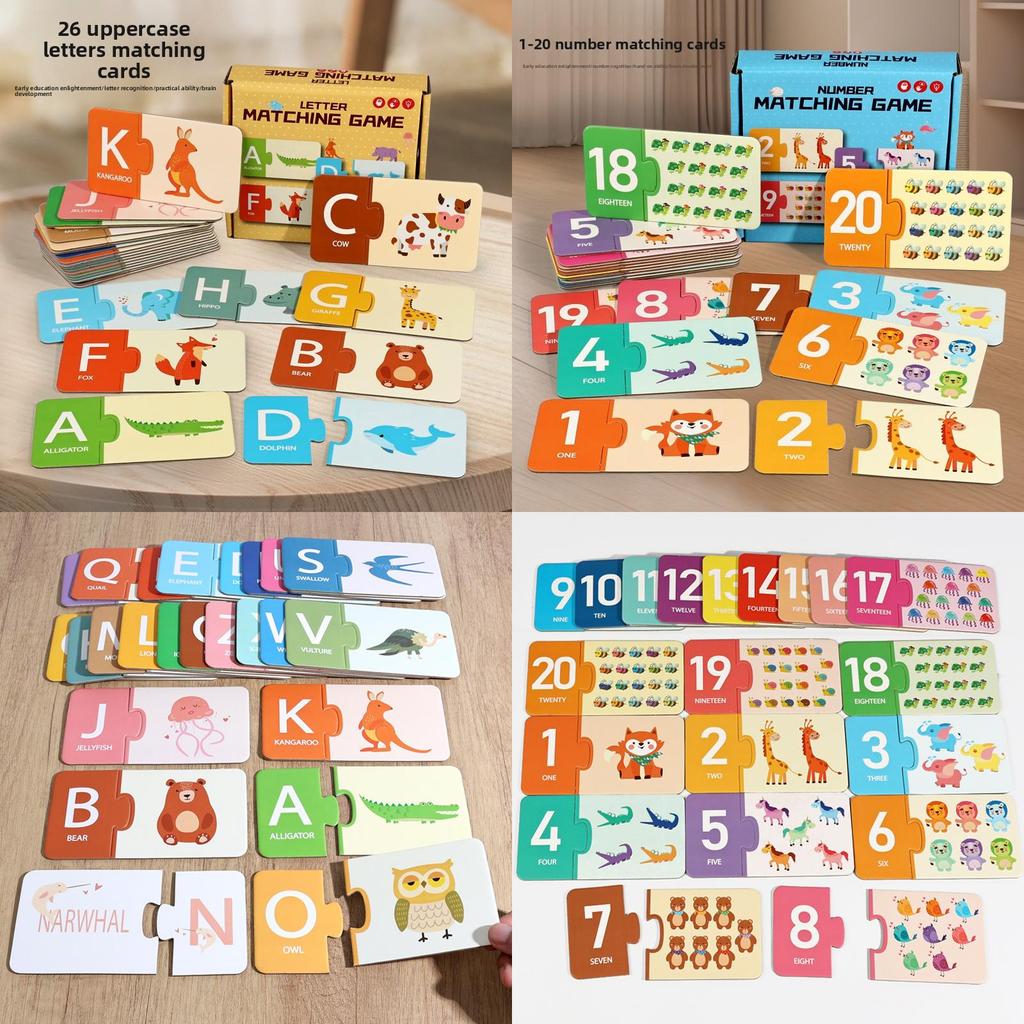 Wooden Alphabet And Number Matching Cards For Kids Educational Game For Early Learning