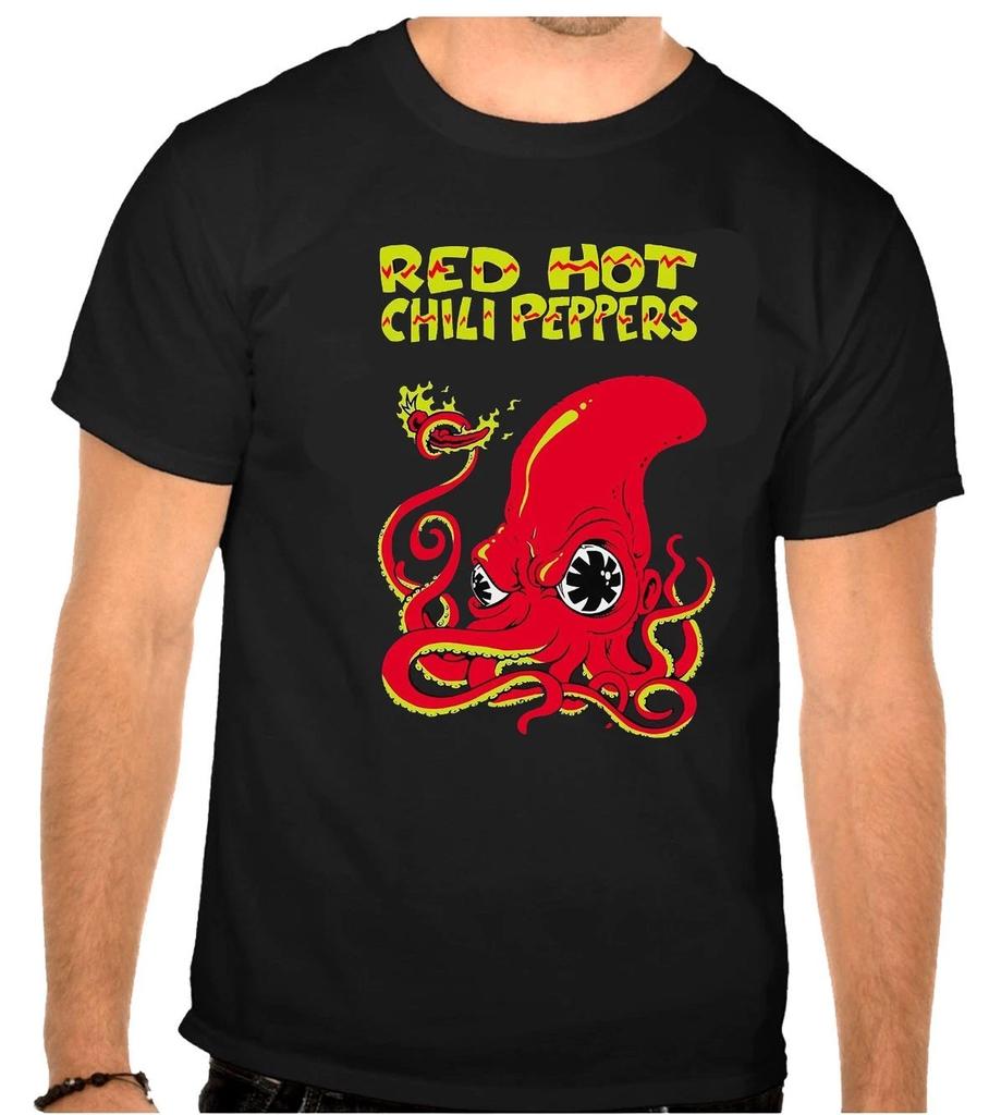RED HOT CHILI PEPPERS Rock Music Logo Black T-Shirt -1234-