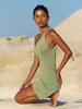 Holiday Party Beachwear Swimsuit Cover-up Sexy Knit One Shoulder Halter Neck Beach Mini Dress Set K265
