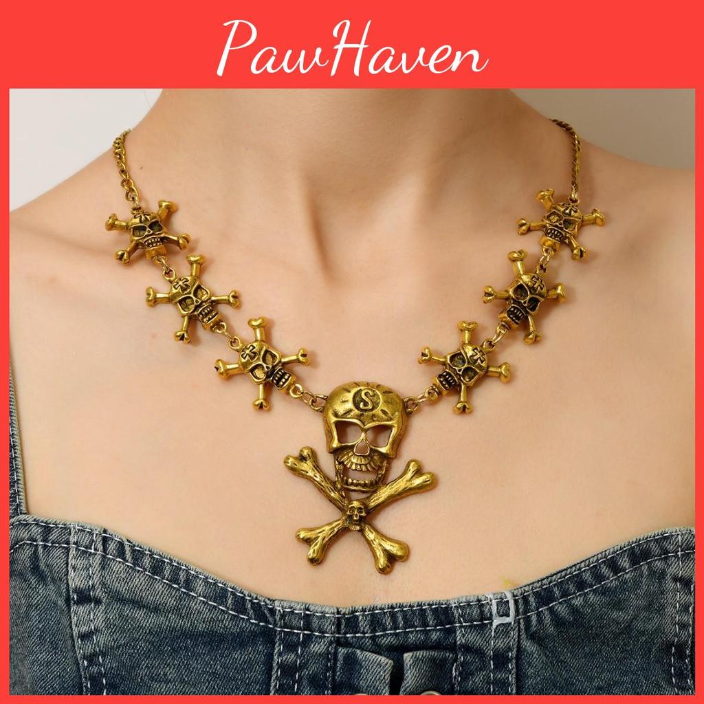 Skull Dark Fantasy Cross Necklace Metal Pendant For Celebrations Festival