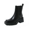 Mode Herbst Winter Vintage Dicke Ferse Damen Kniehohe Stiefel Mode Eckige Zehenschuhe Damen Punk Kurze Stiefeletten Zapatos De Muje