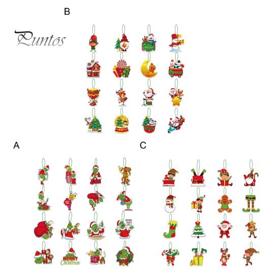 16Pcs Christmas Tree Hangers Xmas Style Easy To Hang Create Atmosphere Festive Santa Claus Decorations Pendant