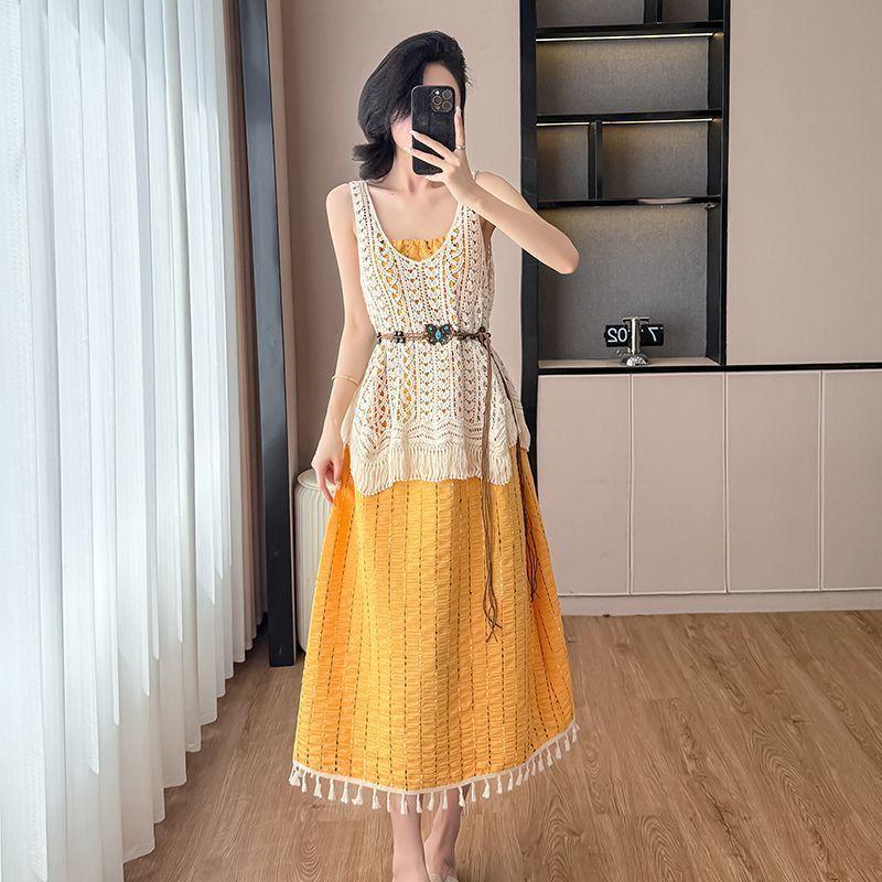 Богемный летний комплект: платье с кисточками и жилет 2XL (for 135-155 lbs)