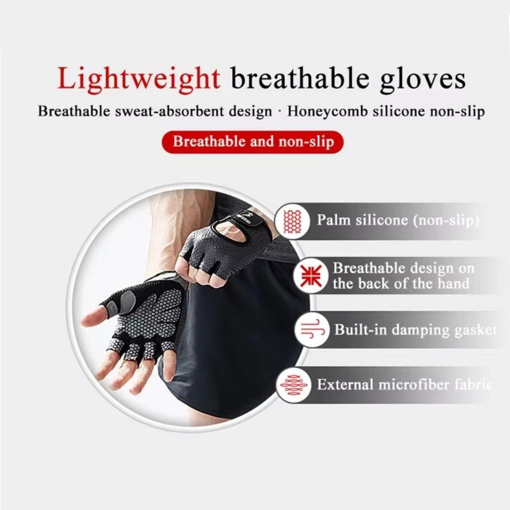 1 Pair Shockproof Cycling Gloves Anti-Slip Half Finger Gloves Fitness Gloves  Exercise