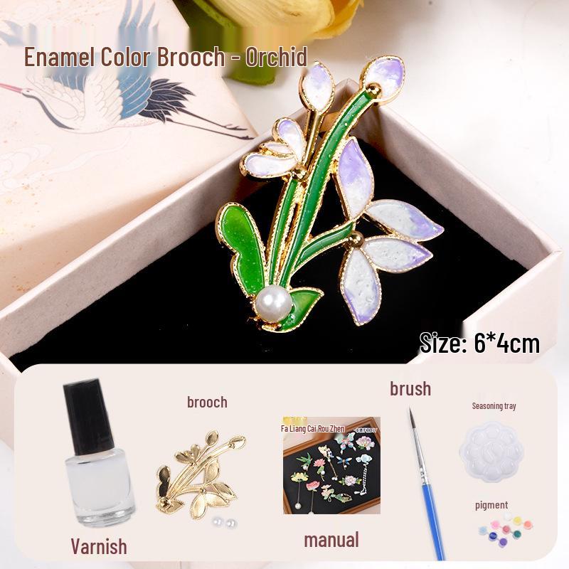 Cloisonné Enamel Hairpin Brooch: Jingtai Blue DIY Kit