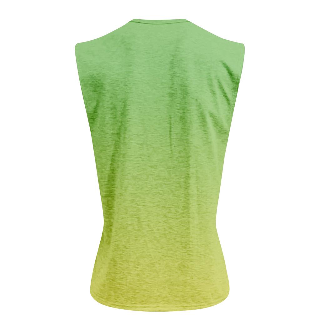 Gilet d'été pour homme à imprimé, col rond, dégradé, sport, décontracté, sans manches