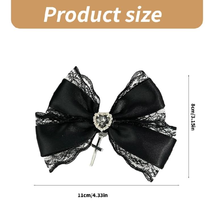 Lace Bows Hairclip Love Crosses Pattern Barrettes Multifunctional Halloween Hair Pin Accessories for Girls