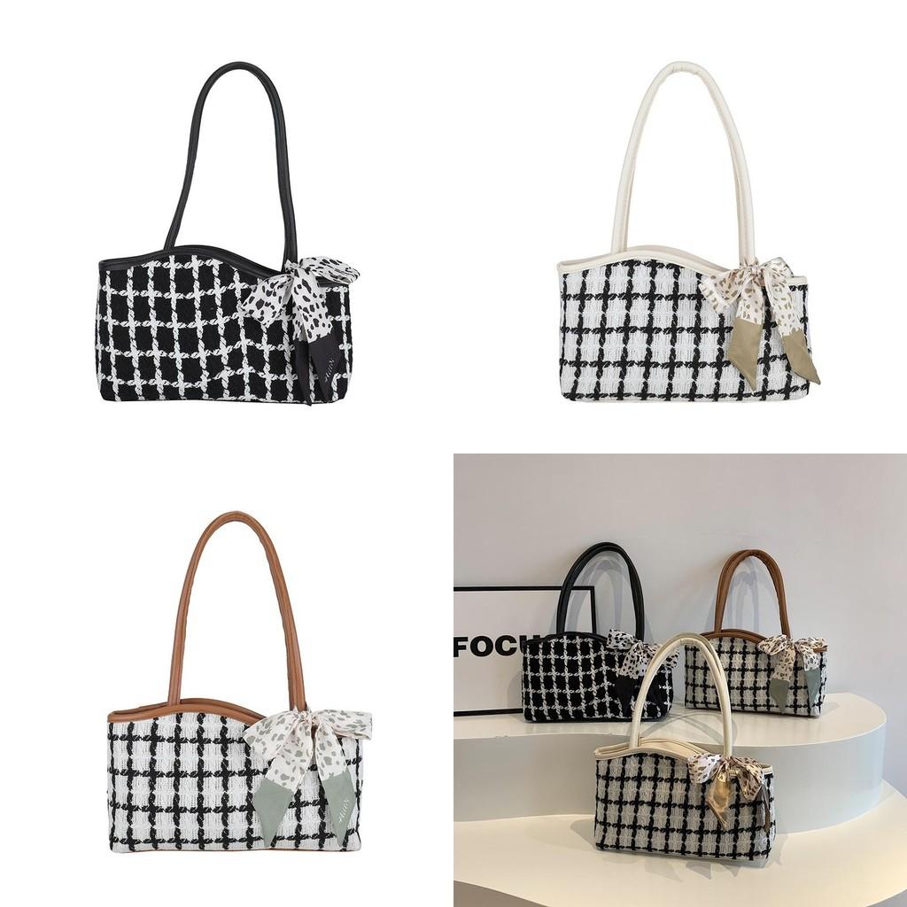Trendy Plaid Color Block Shoulder Bag For Women Versatile Everyday Use Stylish Handheld Bag