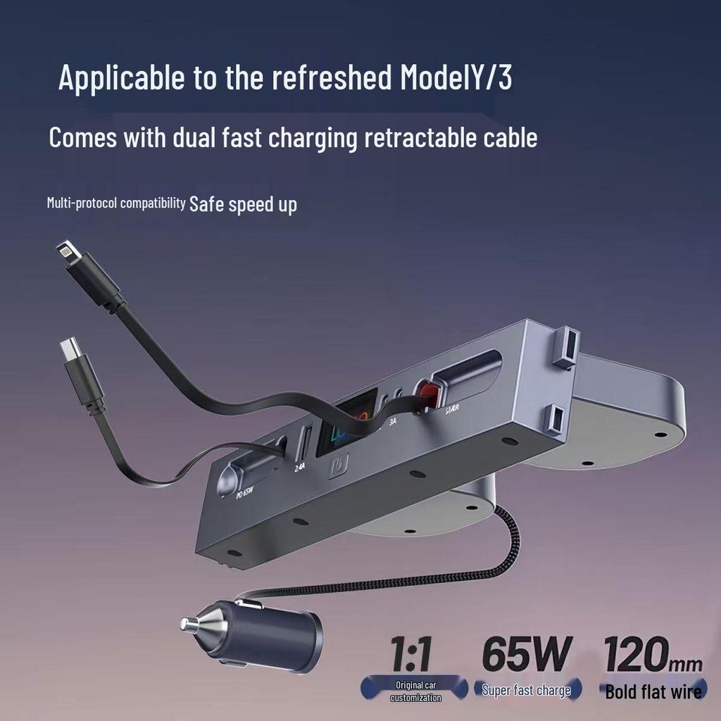 Tesla Model 3/Y Expansion Dock PD Fast Charging Multifunctional Car Charger
