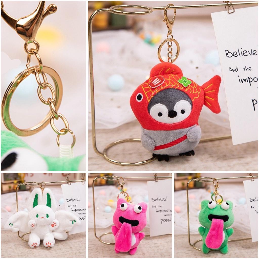 Flying Penguin Rabbit Plush Toy Keyring With Adorable Faces