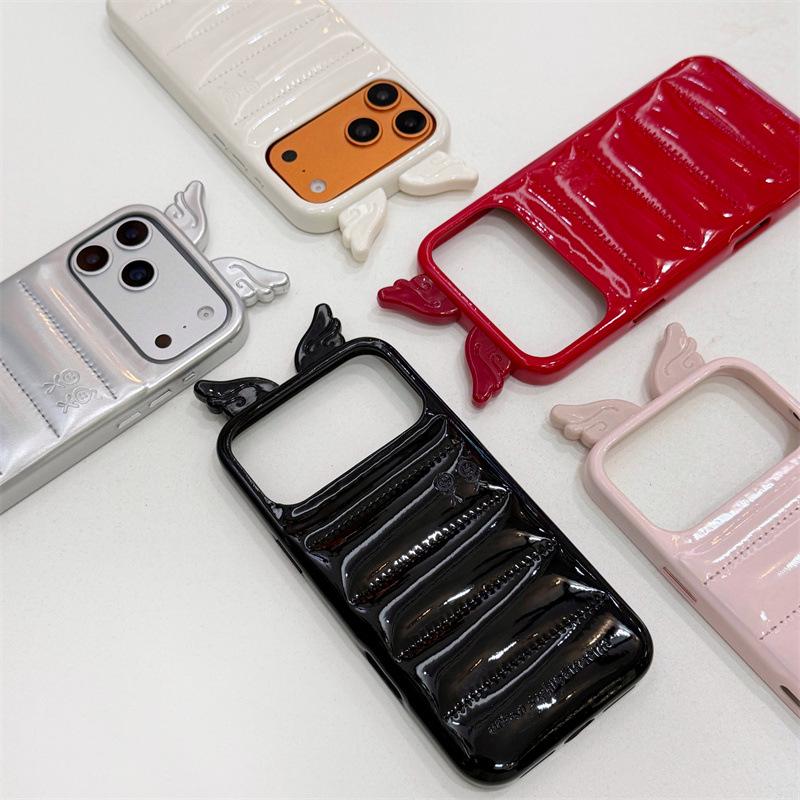3D Leather Feather Wing iPhone 15/16/17 Pro Max Case - Anti-fall Protection