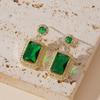New 2025 Green Color Women Earrings Geometric Statement Korean Fashion Crystal Elegant Dangle Earrings Aretes De Mujer Modernos